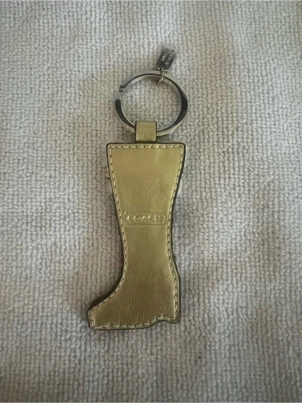 Coach Boot Keychain with Shearling Accent - Brown and Cream